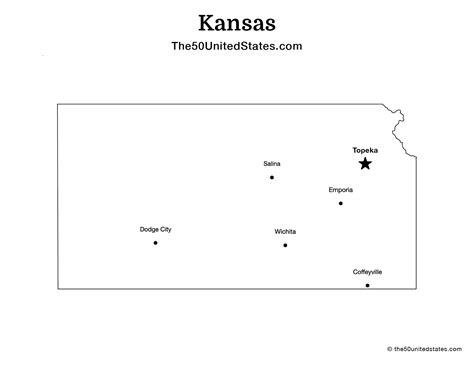 Free Printable State Map of Kansas with Capital (Blank) | The 50 United ...