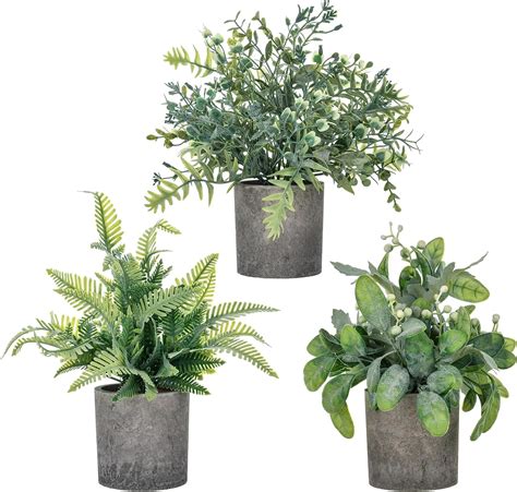Amazon.com: Daxi Events 3 Pack Mini Potted Artificial Plants, Small ...