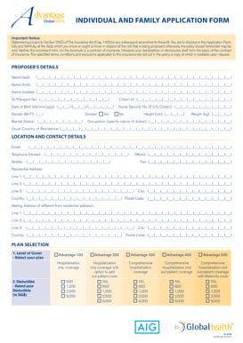 Fillable Online INDIVIDUAL AND FAMILY APPLICATION FORM - AIG Singapore ...