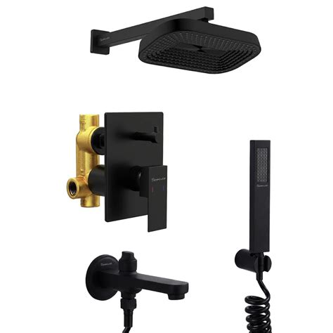 High-Flow Bathroom Diverter Set | Brass Shower Diverter in Matte Black ...