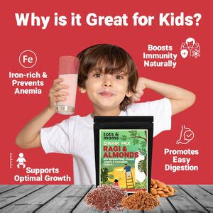 Tots & Moms No Sugar Drink Mix Sprouted Ragi & Almond Mix with Jaggery ...