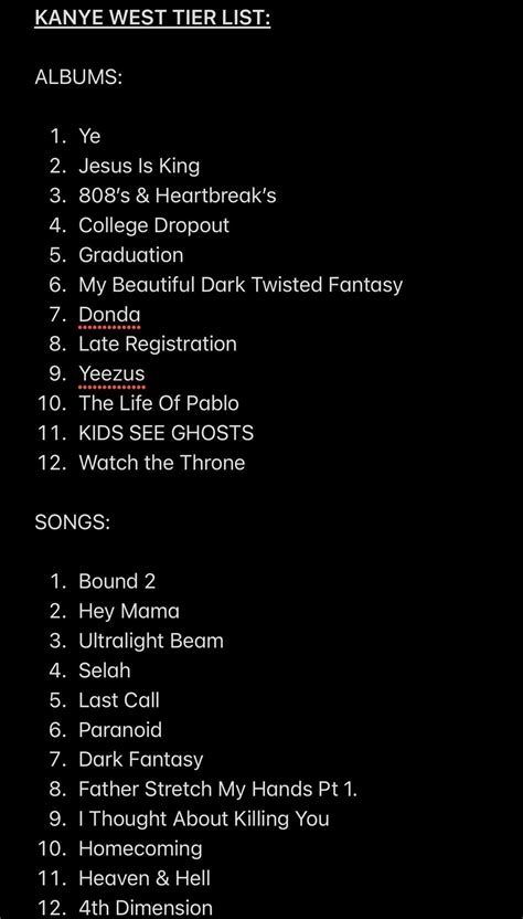Kanye Tier List