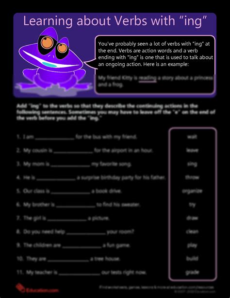 SOLUTION: Verbs ending ing - Studypool