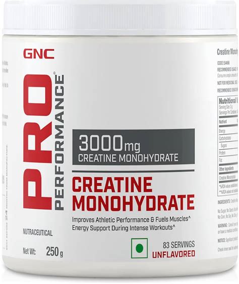 GNC Pro Performance Creatine Monohydrate 3000 mg (250gm) (Unflavored ...