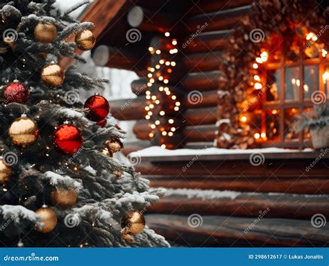 Decorated Christmas house stock illustration. Illustration of garland ...