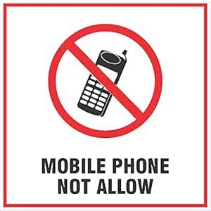 NS INVENTIVENESS - No Mobile Phones Sign PVC Sticker - (Square, 8 inch ...