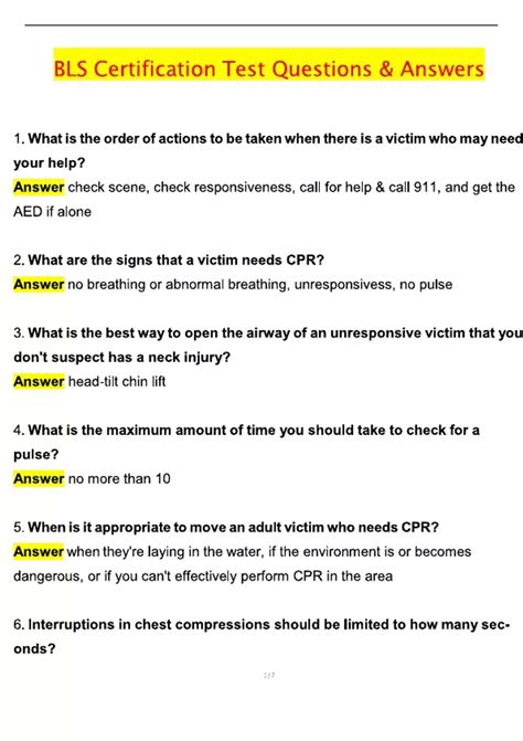 BLS Certification Test Actual 2025 Questions and Verified Answers (2025 ...