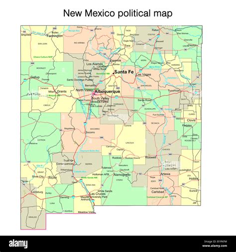 New Mexico state political map Stock Photo - Alamy