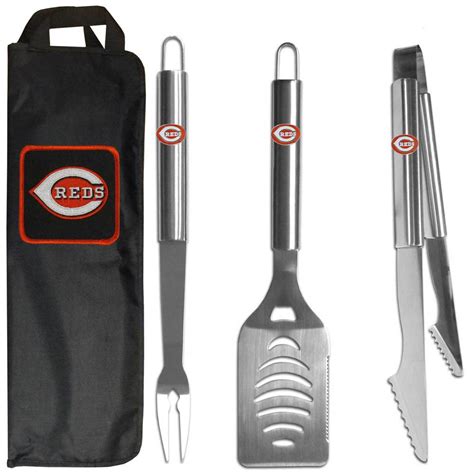 MLB Cincinnati Reds Stainless Steel BBQ Set with Bag : Amazon.in ...