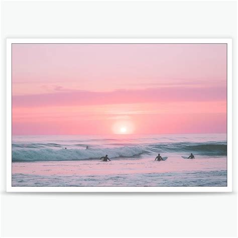 Amazon.com - ZHIXQMG Surf Canvas Wall Art Pink Coastal Surf Up Posters ...