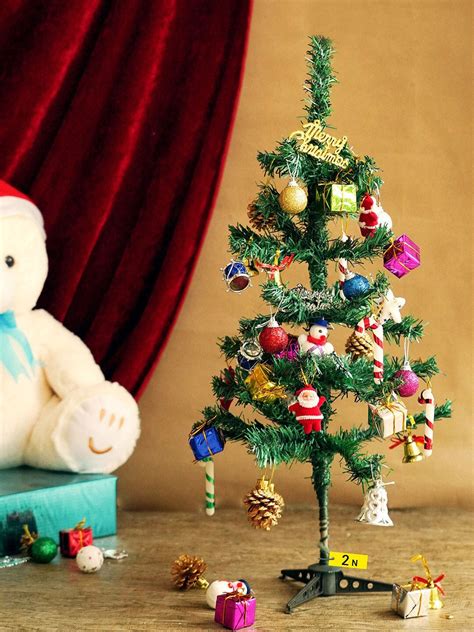 Buy | Green Christmas Decor Artificial Tree 2ft with 54 Ornaments Props ...