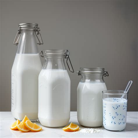 Freshly Bottled Milk with Oranges and a Glass of Creamy Delight