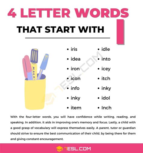 4 Letter Words Starting with I (15 Words in English) • 7ESL