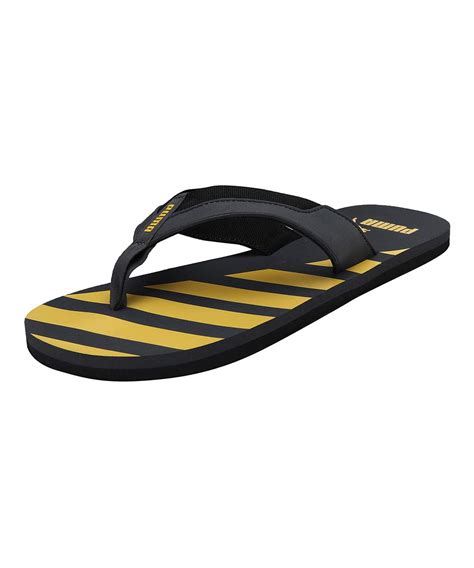 Buy Puma unisex-adult Void Asphalt-Spectra Yellow-Puma Black Flip Flop ...