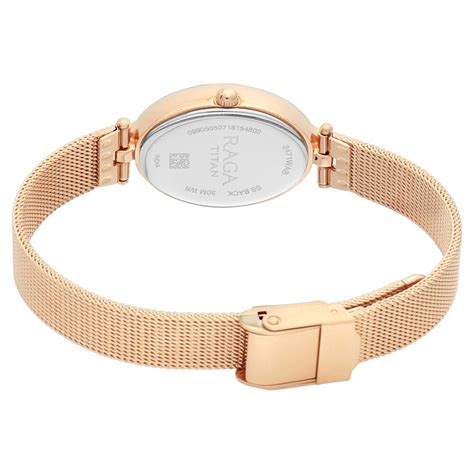 Titan Quartz Analog White Dial Metal Strap Watch for Women