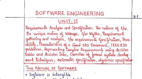 SENG 1 - Software Engineering Unit 2 Notes and Requirements - Studocu