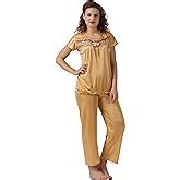 Buy AV2 Women's Satin Plain/Solid Night Suit Set Pack of 1 (1226DS ...