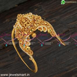 Bajuband for Girls Kids Temple Jewellery Designs Laxmi God Engraved V24863