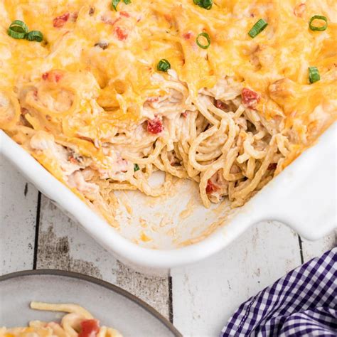 Baked Chicken Spaghetti Cheesy Chicken Spaghetti Recipe L The Novice