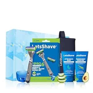 LetsShave Pro 6 Sensitive Premium Gift set for Men with 1 Razor ...