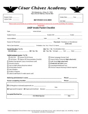 Jjaep Intake Packet Checklist Doc Template | pdfFiller