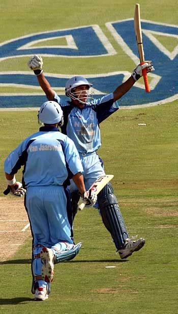 Goolam Bodi celebrates his hundred...and a victory | ESPNcricinfo.com