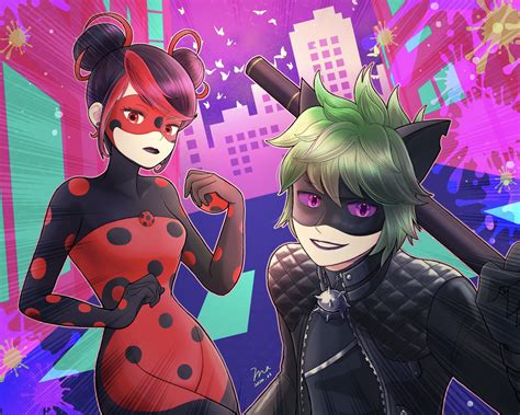 marinette dupain-cheng, adrien agreste, shadybug, and claw noir ...