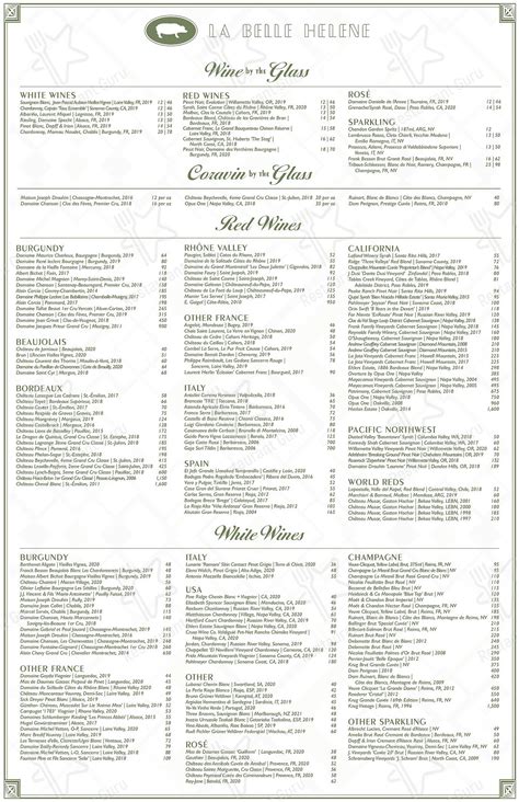 Menu at La Belle Helene desserts, Charlotte