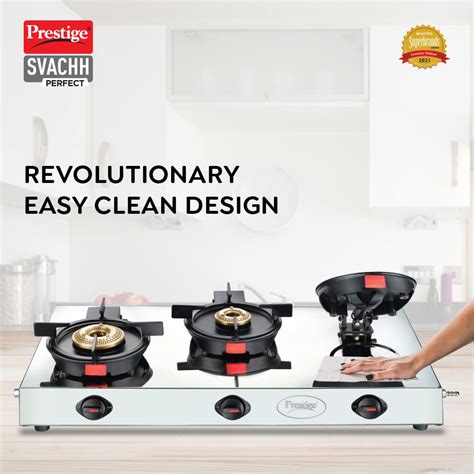 Prestige Svachh Perfect Stainless Steel L.P Gas Stove with Liftable 3 ...