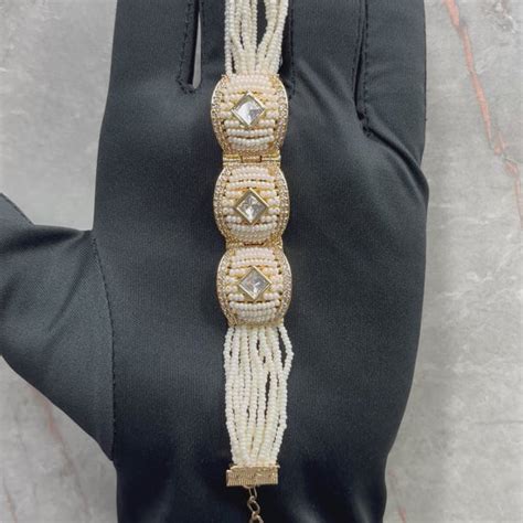 Ridhi Moissanite Moti Bracelet – Kaushalya Art Jewellery