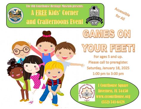 Free Kids Event: Games On Your Feet, 1 Courthouse Sq, Inverness, FL ...