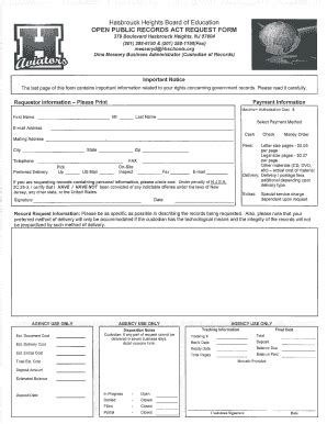 Fillable Online OPRA Forms - Hasbrouck Heights Schools Fax Email Print ...