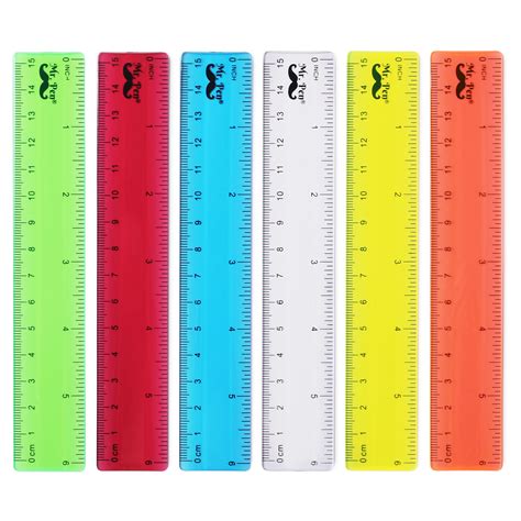 Buy Mr. Pen- Rulers, 6 inch Rulers, 6 Pack, Assorted Colors. Clear ...