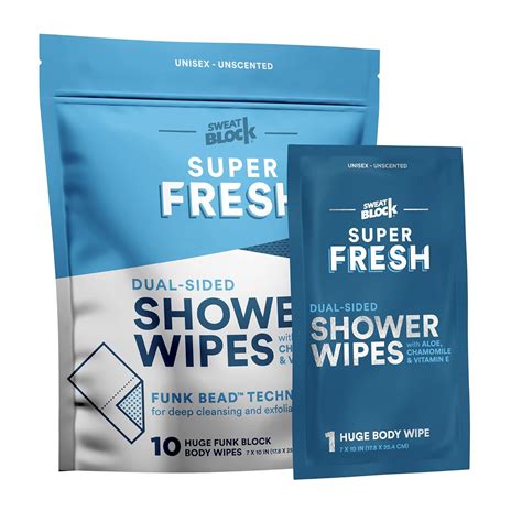 Buy Super Fresh FunkBlock Shower Wipes - Large Body Wipes for Hygiene ...
