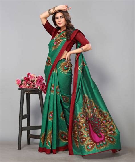 Peacock Green Saree - Buy Peacock Green Saree online at Best Prices in ...