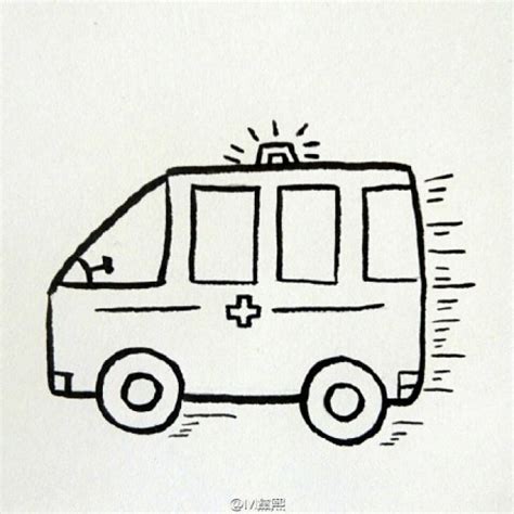 卡通120救护车简笔画卡通画画法 救护车儿童画手绘简易教程 救护车怎么画[ 图片/12P ] - 才艺君