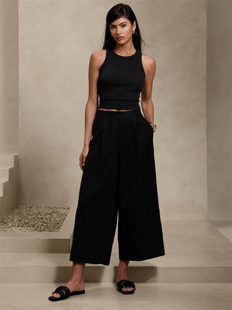 Linen Cropped Wide Leg Pants | donyaye-trade.com