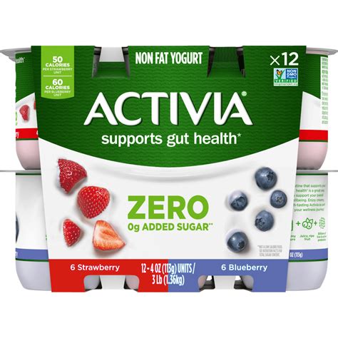 Activia® Zero Probiotic Yogurt with 0g Added Sugar† - Strawberry ...