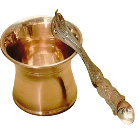 Handmade Pure Copper Pooja Panchapatharm With Naga Spoon | Panchapathi ...