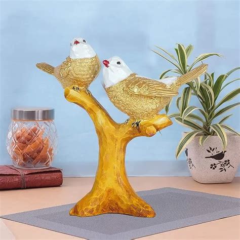 Divine DecoCrafts Golden Handcrafted Resin Birds Sitting On Tree ...