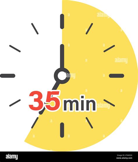 35 minutes on stopwatch icon in flat style. Clock face timer vector ...