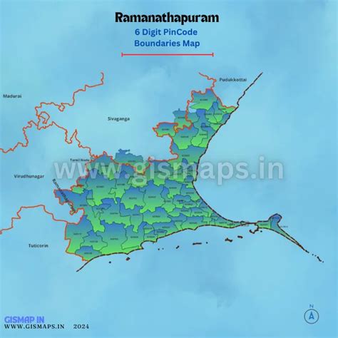 Ramanathapuram PincodeBoundaries Map (Tamilnadu)