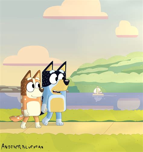 Bandit and Chilli on a nice walk : r/bluey