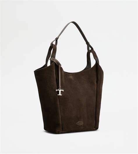 Woman BROWN Bucket Bag in Suede Medium XBWAPIE0300RZLPZ0ZQ7 | Tods