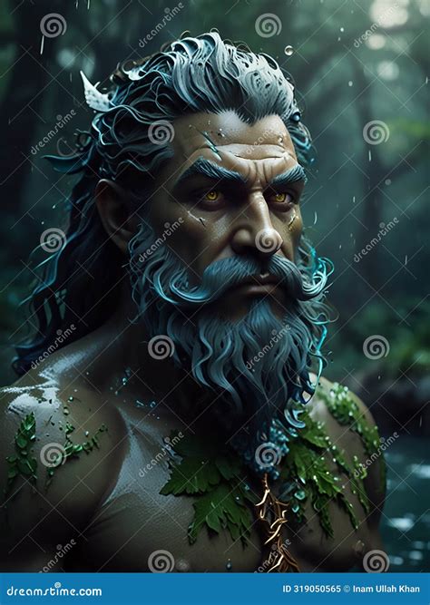 Epic Water God Divine, God of the Seas Stock Illustration ...
