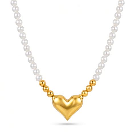 PRAO Necklace Anti-Tarnish Golden Heart
