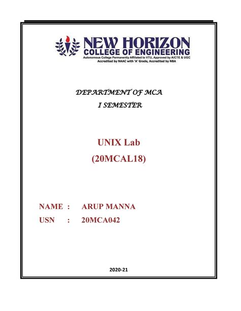 Arup Manna - helpful - DEPARTMENT OF MCA I SEMESTER UNIX Lab (20MCAL 18 ...