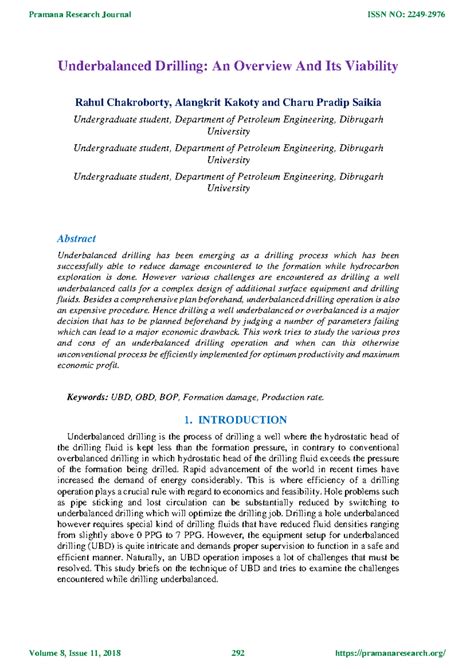 Prj-p333 - Give - Underbalanced Drilling: An Overview And Its Viability ...
