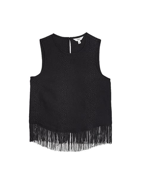 Buy Textured Round Neck Tassel Blouse at Marks & Spencer