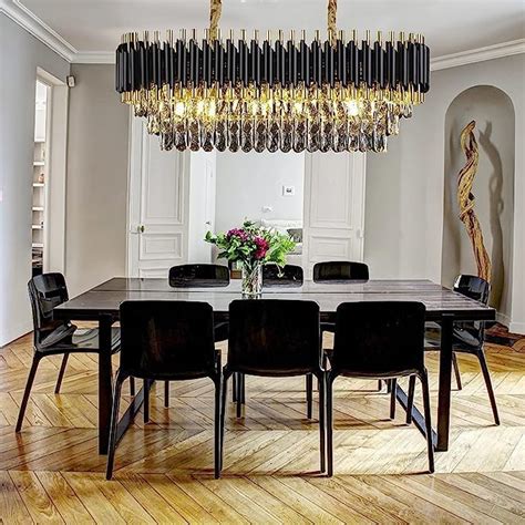 Buy BASLASH Modern Crystal Chandelier 600X300mm Black and Gold Round ...